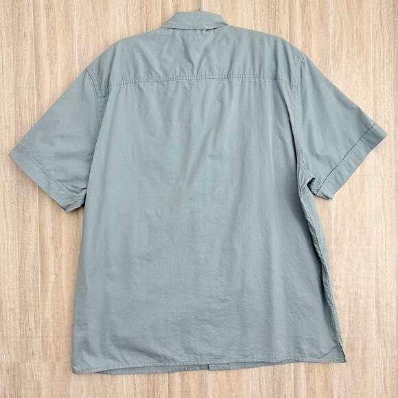 Banana Republic Shirt Men Large Blue Cotton Flap Pockets Short Sleeve Preppy - Picture 2 of 11